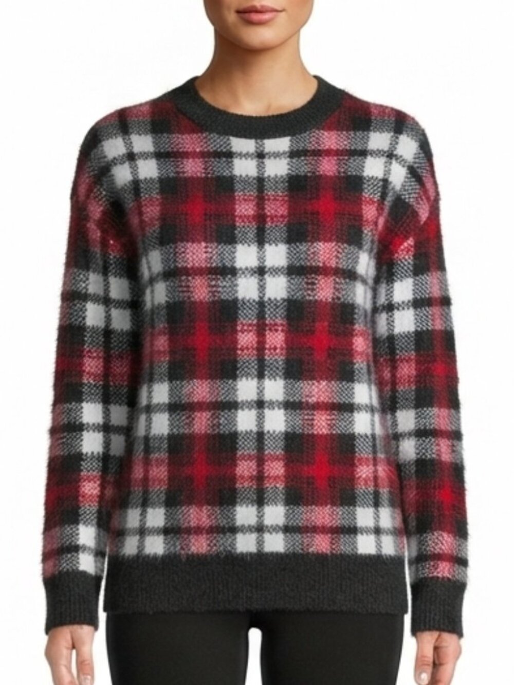 H&M Divided Plaid/Checkered  Mohair Blend Relaxed Fit Sweater- Sz. XS